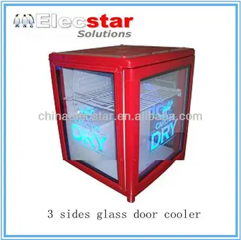3 Sides Glass Door Countertop Small Display Cooler Showcase