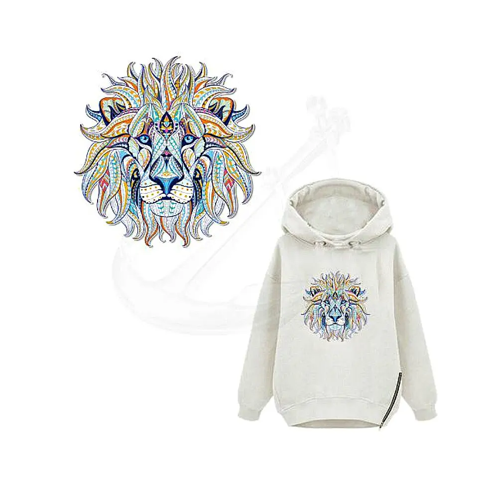 Cool Lion Iron On Heat Transfer Patch - Boho Clothing Patches - Iron on Patches for Jeans- Iron on Fabric Jeans Patches- Iron on Appliques