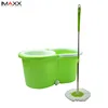 Classic Green Head Microfiber Material Spin 360 Cleaning Plastic Mop Buckets