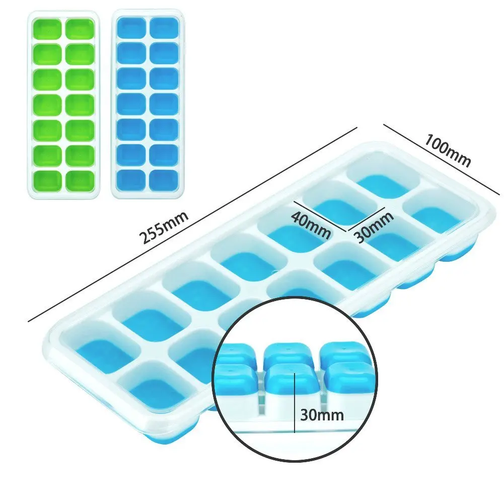Easyrelease Customize Silicone And Pp Flexible 14 Silicone Ice Cube Trays With Spillresistant