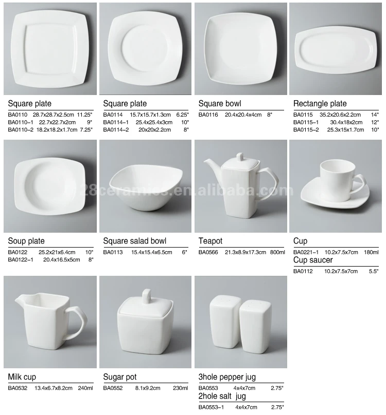 Hotel Ware Plates Crockery Set Tablewar, Restaurant Tableware White Dinner Set Porcelain, Ceramic Dinnerware Set
