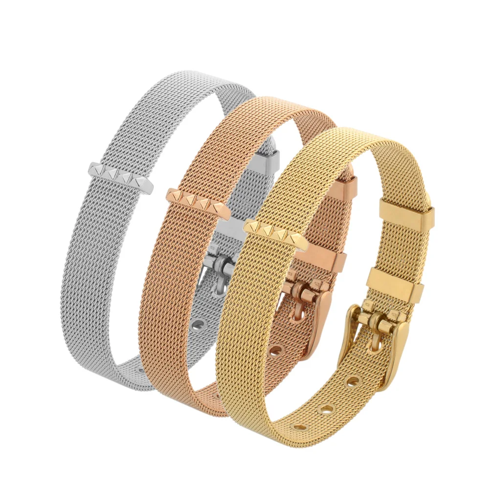 Stainless Steel Mesh Bracelet Charm Jewelry,New 18K Gold Design Womens Charm Bracelets
