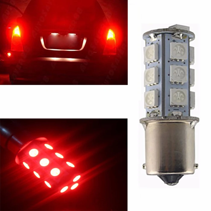 Car Backup Reverse Strobe Led White Brake Light Bulb Ba15s 1156 18smd
