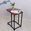 New Design Wooden Top Metal Frame Tv Tray Snack Table Slate Sofa Couch Side Table With Wheels