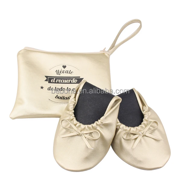 2018 de las mujeres de oro plegable zapatos planos zapatos de regalo