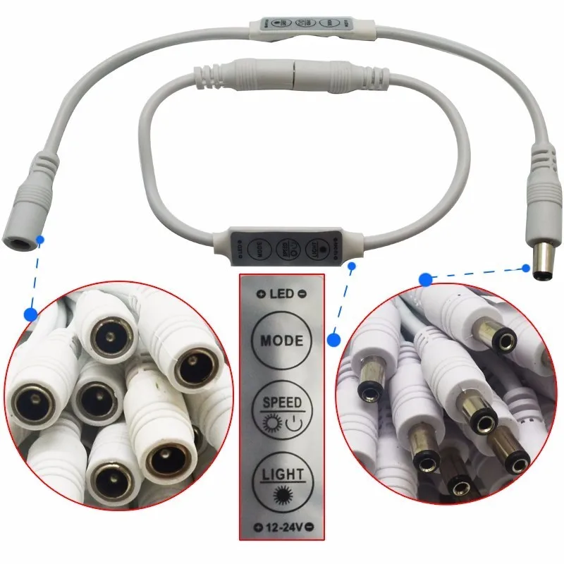 dc12v 24v 6a 3 keys mini led dimmer with male female DC connector