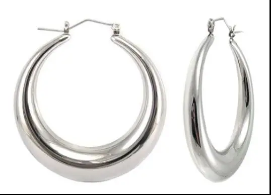 Big Round Hollow Earrings Trendy Silver Fashion Jewelry Wholesale Large Stainless Steel Hoop Earrings Women EHE001