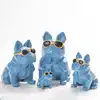 Geometric Shape Piggy Bank Creative Home Resin Glasses Dog Coin Bank Ornaments Custom Cheap Glasses Dog Toy