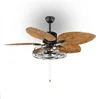 Industrial Fan Chandelier Retro Bar Restaurant with Ceiling Fan LED Remote Control Continental Wooden Fan Light