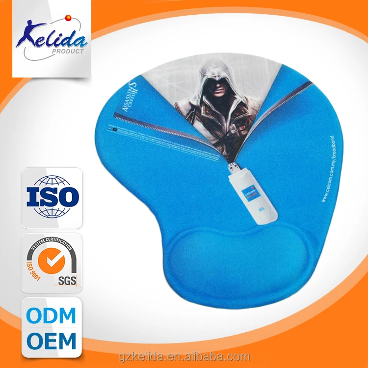 Mouse Pad With Gel Wrist Blue Color 1c Logo Printed Custom Mouse Pad With Gel Wrist Blue Color 1c Logo Printed Custom