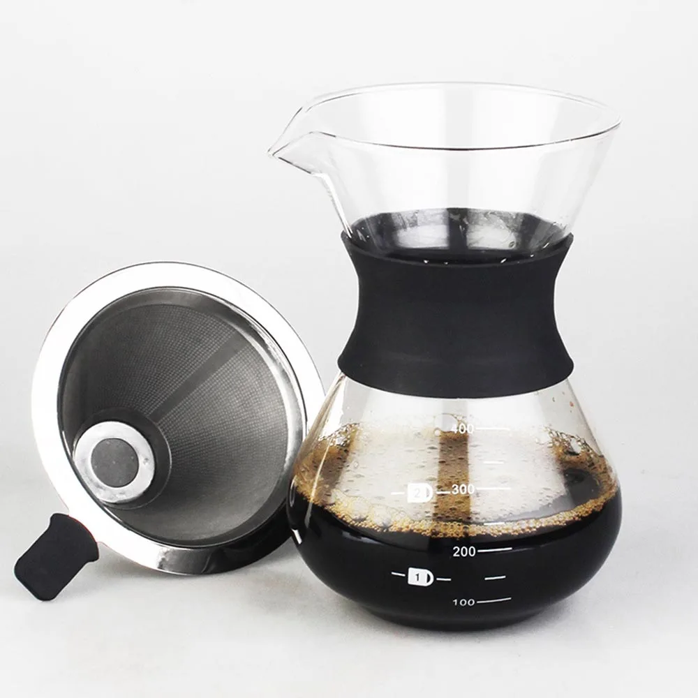 Black Silicon Band Coffee Dripper Pour Over Coffee Maker With Permanent
