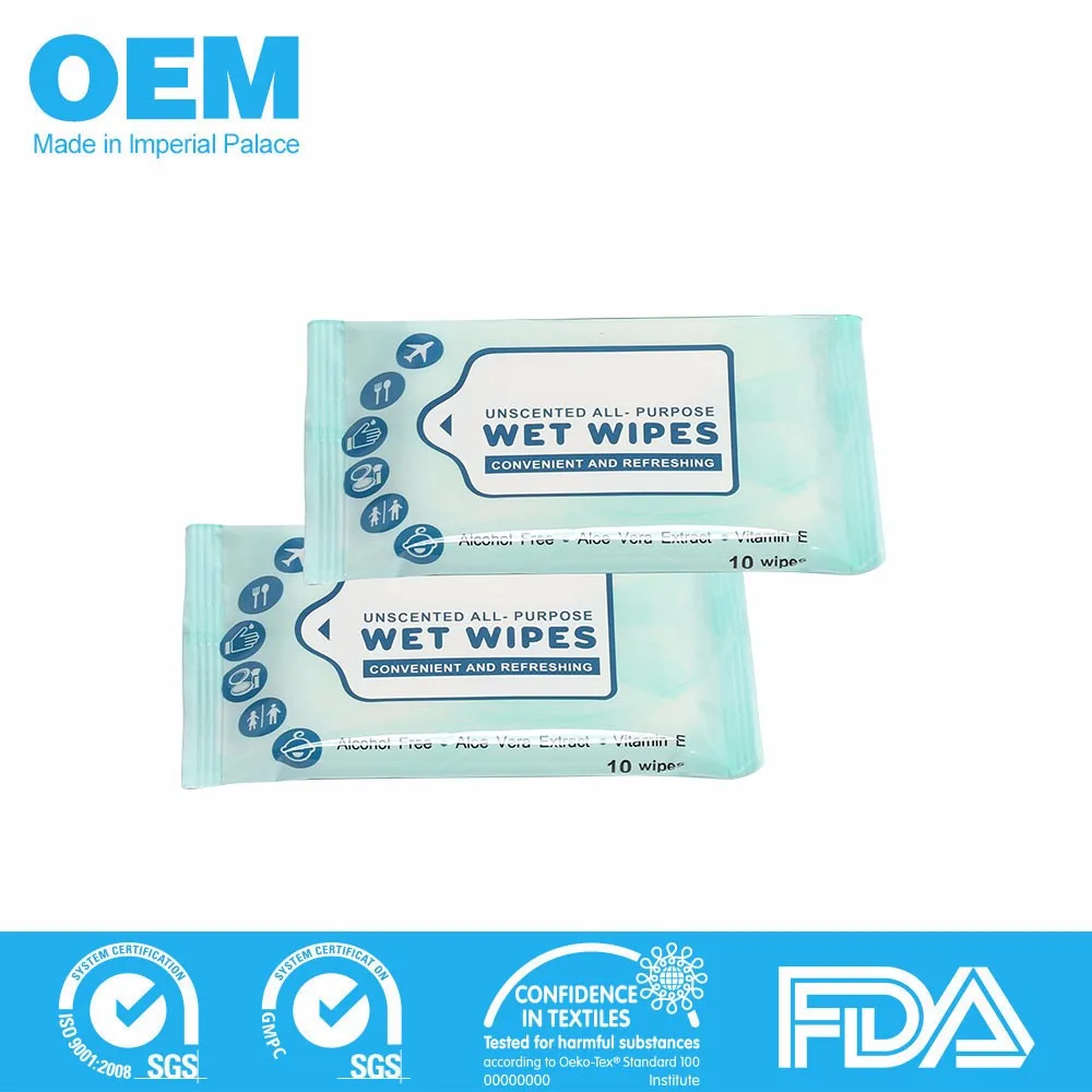 Individual Wrapped Wet Wipes Tissue. 99.9 Water Wipes. Wet Towel Wipes