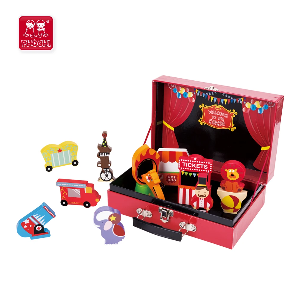 Plegable 3 Pretend Show Circus Teatro Madera Juguete Para Niños 35ARL4j