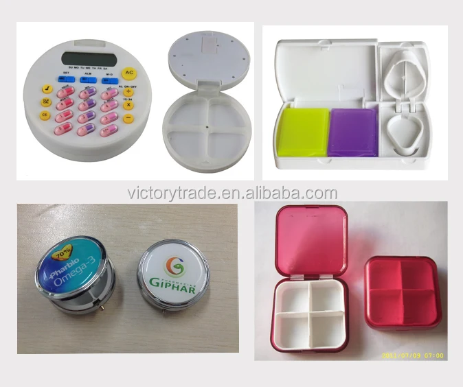 Vpb110 High Quality Pill Container Plastic Pill Box With Mirror Square