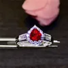 New Product Factory Price Heart Shape Red Ruby Ring For Women 18K Rose Gold Jewelry