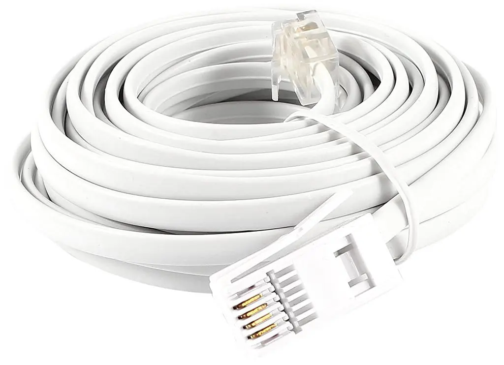 4.8ft RJ11 to RJ11 Male to Male Telephone Cable Connector White TP