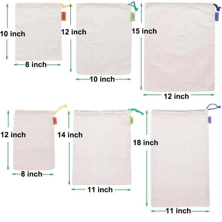 Sipima Produce Bag Set Organic Cotton Mesh Reusable Organic Cotton ...