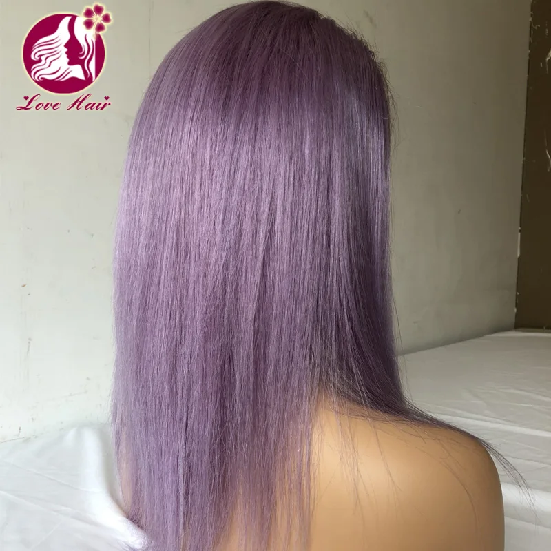 Silky Straight Soft Pink Purple Color Glueless Virgin Brazilian