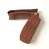 Custom logo red sandalwood beard comb folding wooden comb