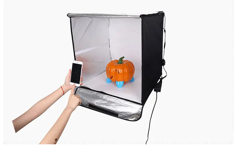 JingYing cheap high quality portable black 60cm toy jewellery product led photography photo studio light box for photography