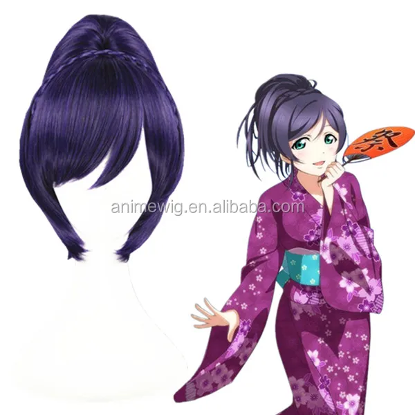 Anime Love Live Nozomi Tojo Short 32cm Purple Women S Synthetic