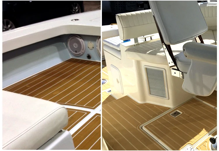 Hot sell NEKEKE light Brown and White Lines mat form China synthetic teak deck flooring