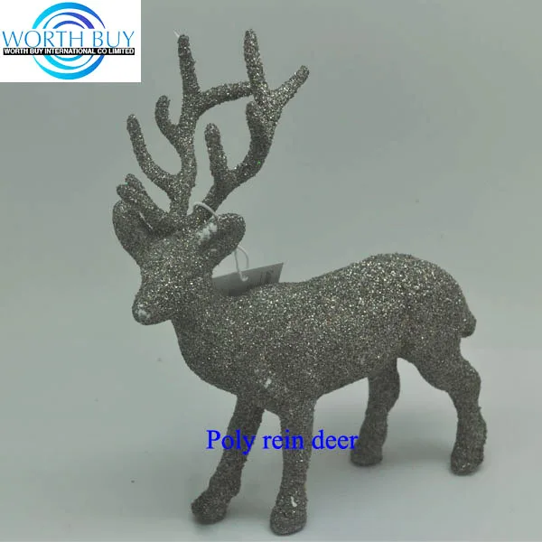 Outdoor Vintage Silver Glitter Christmas Reindeer Table Decoration