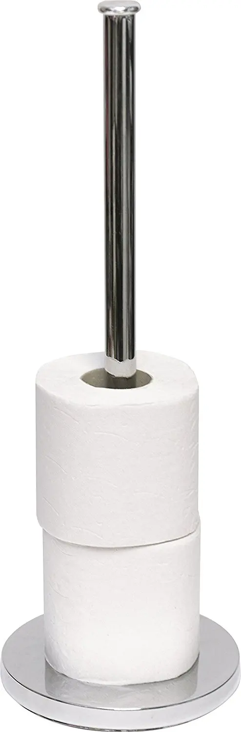 EVIDECO 671599 Freestanding Bathroom Metal Toilet Tissue Paper Roll Holder Reserve 4 Rolls