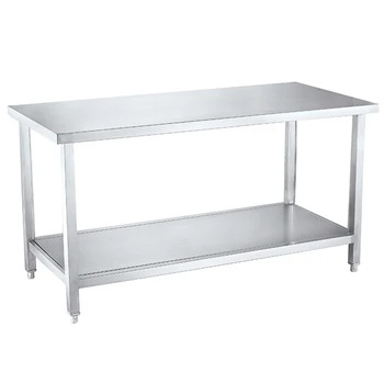 Tabung Gi Tugas Berat Stainless Steel Meja Kerja Dapur Dengan Tabung Gi Tugas Berat Stainless Steel Meja Kerja Dapur Dengan Rak Ganda