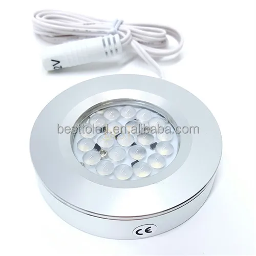 Utilitech 2.725 inch 3W dimmable bright white led puck light under cabinet lighting with silver/ white/ matte black finish
