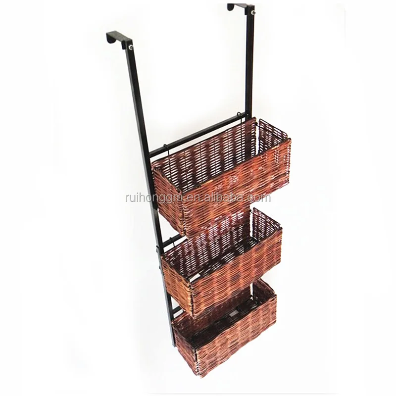 Over The Door Convenient 3 Tiers Metal Hanging Storage Basket