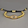 Men Dubai Gold Devil Eye Charm Macrame Bracelet Jewelry, New Gold Bracelet Designs