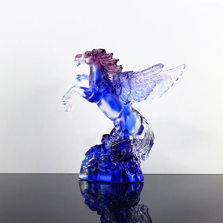 Wholesale art minds crafts animal statues blue crystal glass horse ...