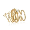Wholesale fashion jewelry triangle heart shape Bezel 18k gold plated wedding gold ring set