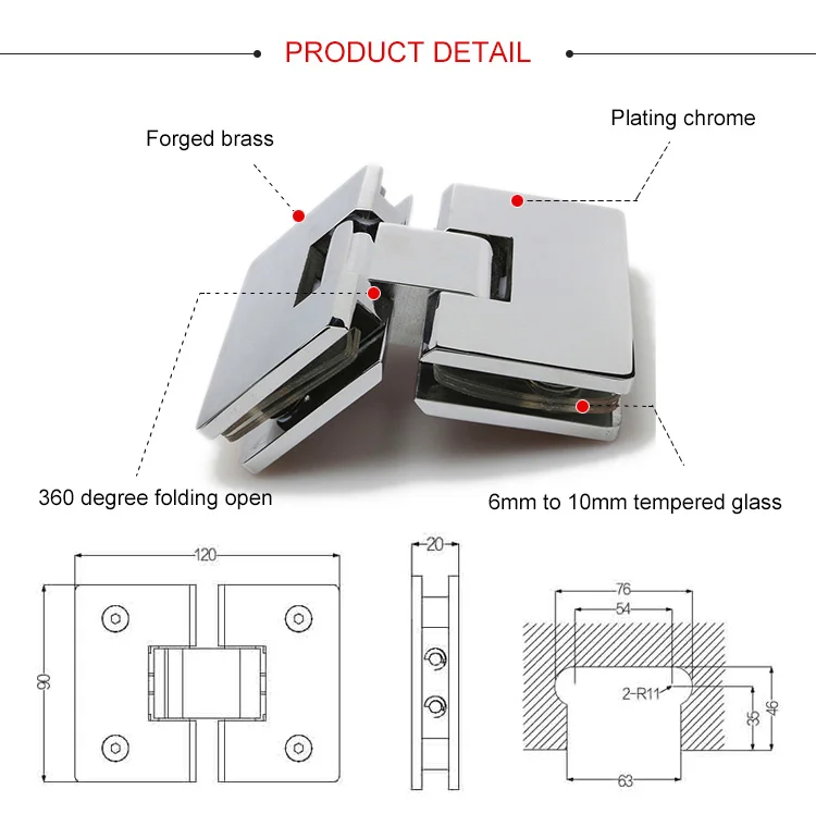 Keze Bathroom Hardware Glass To Glass Folding Hinges Heavy Duty Shower