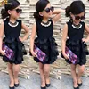 Wholesale popular one piece sleeves lace black flower party girl dresses