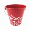 Decoration for christmas red metal bucket galvanized pail with handle for holiday gift