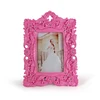 Dreamlike rectangle pink wedding photo frame in table