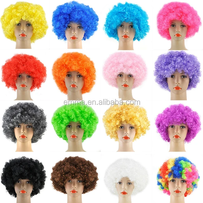 Womens Mens Curly Afro Fancy Dress Wigs Funky Disco Clown Style Costume