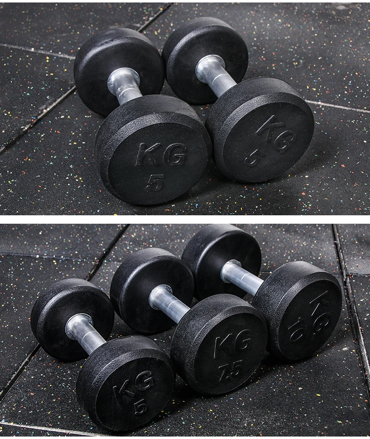 Commercial Free Weight Set Fixed Wholesale Round Rubber Dumbbell