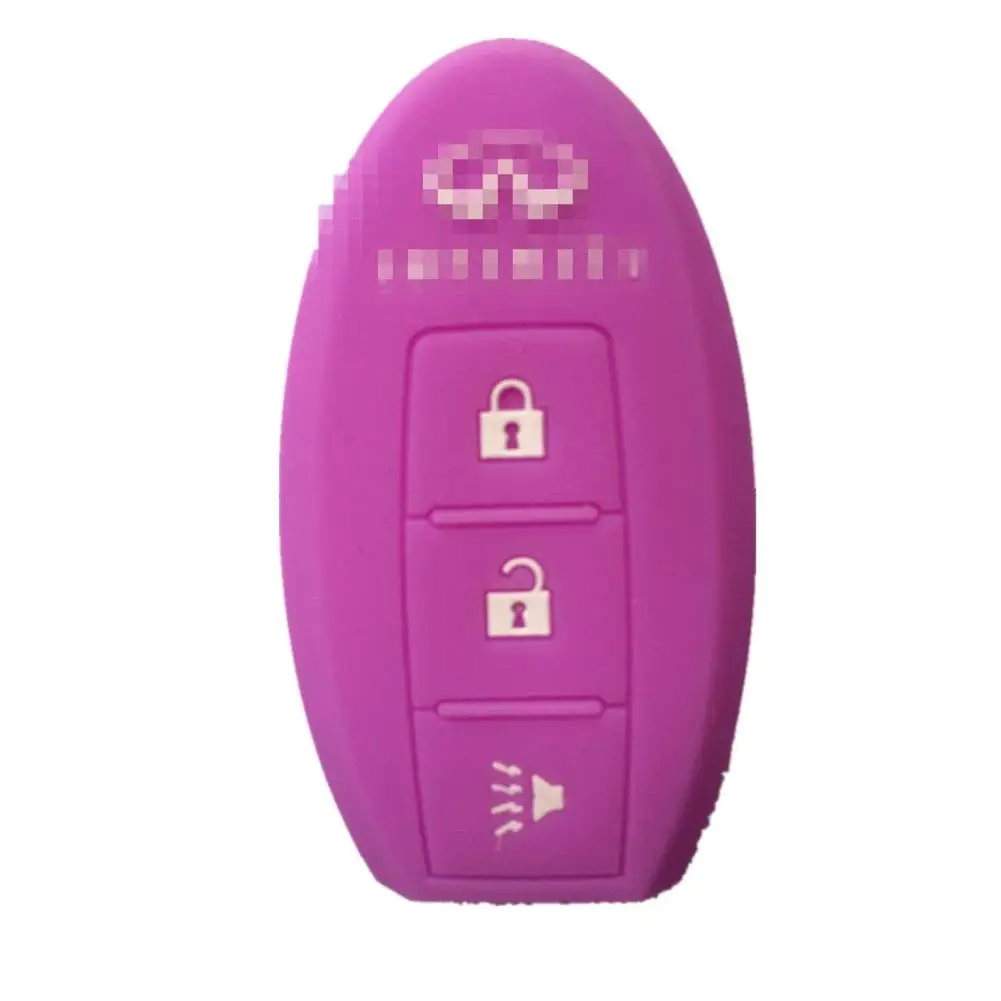 Pink and Purple Skin Jacket Silicone Remote Key Fob Cover Holder For INFINITI