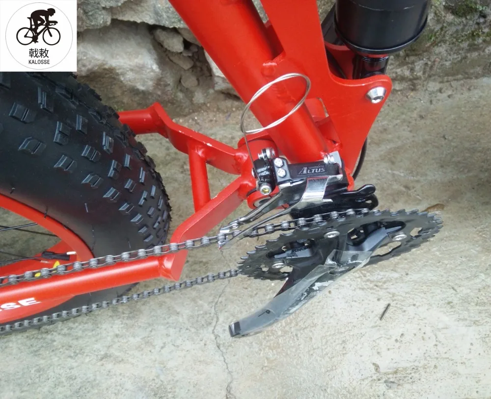 Flash Deal Kalosse  Aluminum alloy frame   Full suspension bike   beach mountain bike  21/24/27/30 speed   26*4.0  tires 6