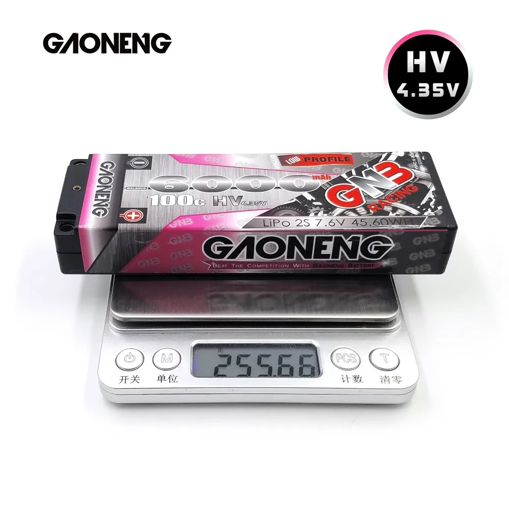 Gaoneng Gnb 2s 6000mah Hv 7 6v 100c Lcg Low Profile Thin 2s 5mm 5 0mm Built In Bullet Hard Case