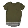 Wholesale baby boy common cotton t shirt side zipper stripe scoop kids summer short sleeve shirts
