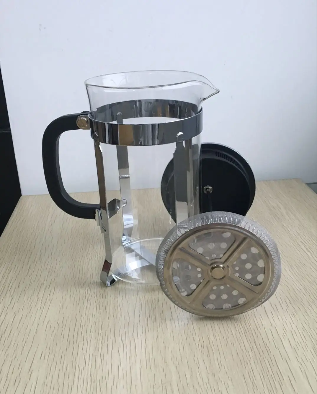 French Coffee Press With Two Matching Cups,Glass And Stainless Steel