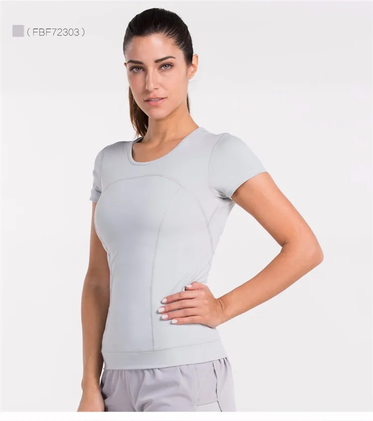 Polyester Quick Dry Fitness Shirt Short Sleeve Workout Tops Fitted