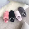 Factory wholesale pvc slides ladies faux fur slippers women soft real wool fur slides