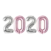 40" Rose Gold Silver Number Foil Balloons 2020 Happy New Year for Party Decorations