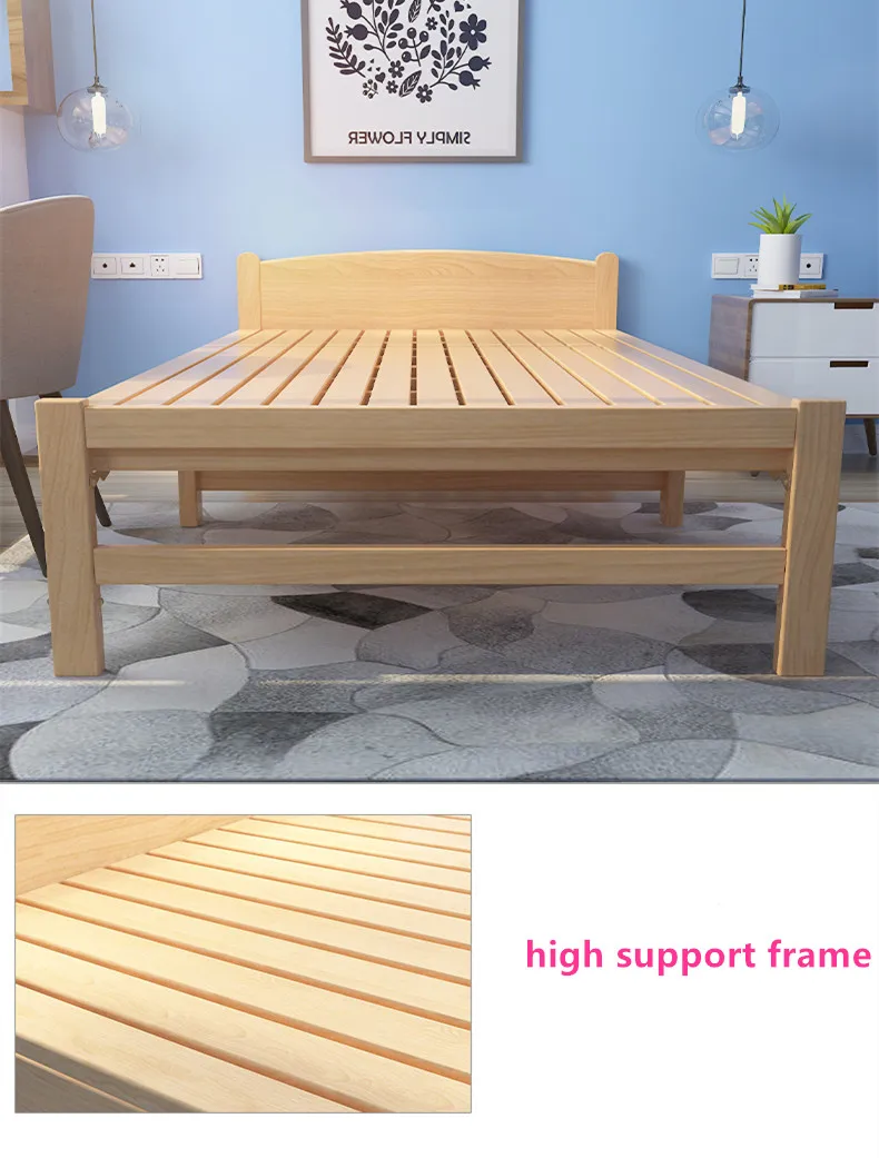 Imported Pinus Sylvestris Malaysia Style Solid Wood Bed Single Bed