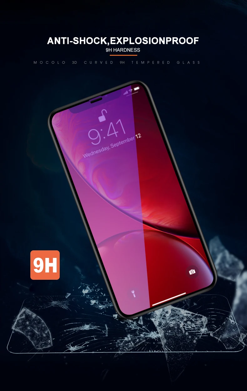3D Anti-blue light full coverage tempered glass screen protector For iphone XR